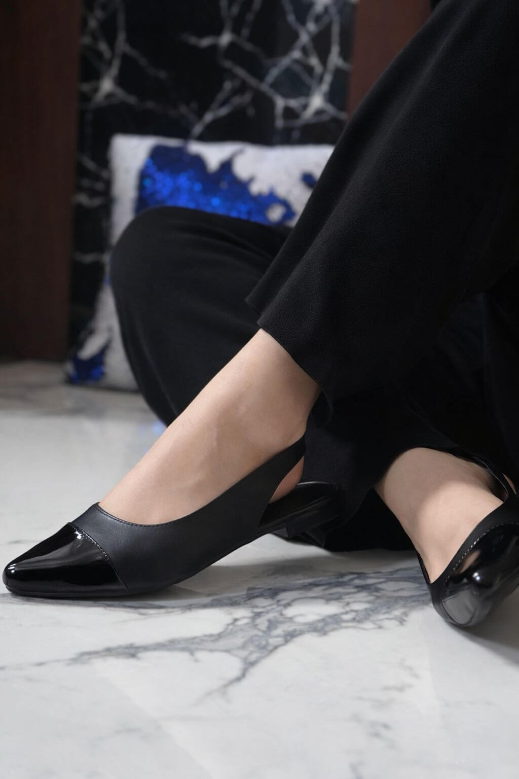 Zapatos Slingback Negros para Mujer