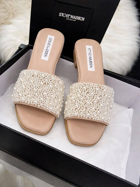 Sandalia de piso perlas Beige / Hueso