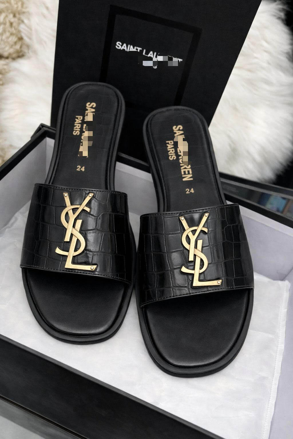 Sandalia YSL negro Drilo