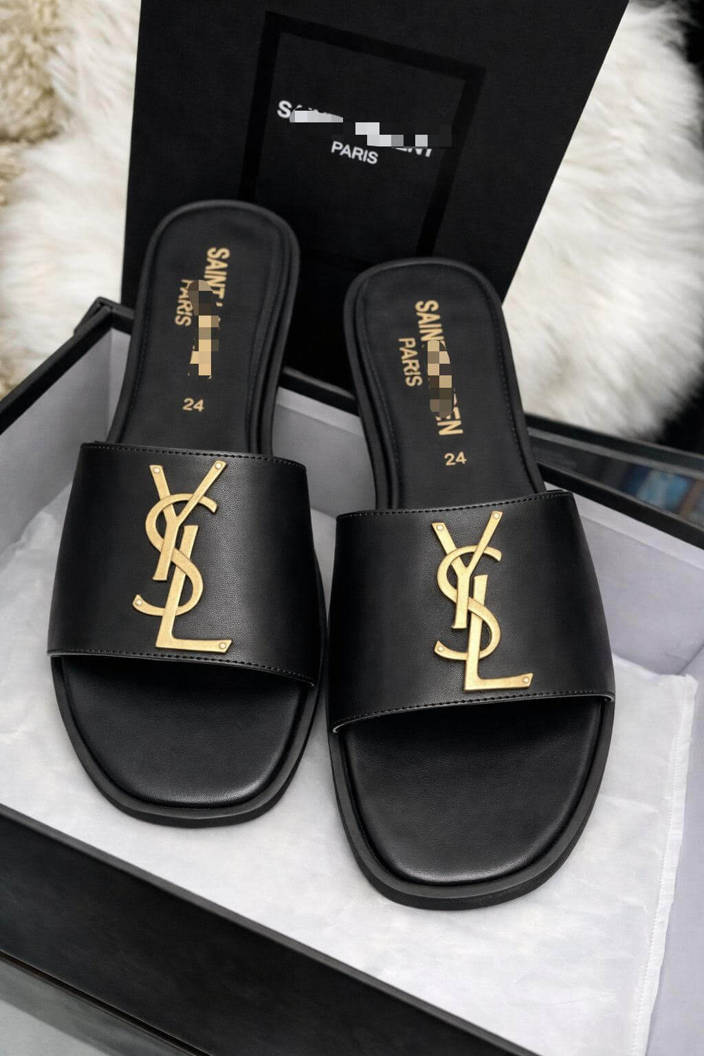 Sandalia YSL negro liso