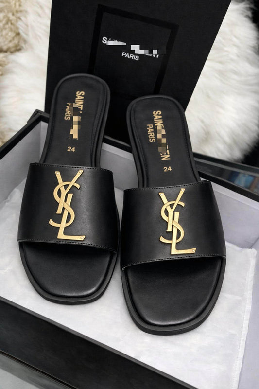 Sandalia YSL negro liso